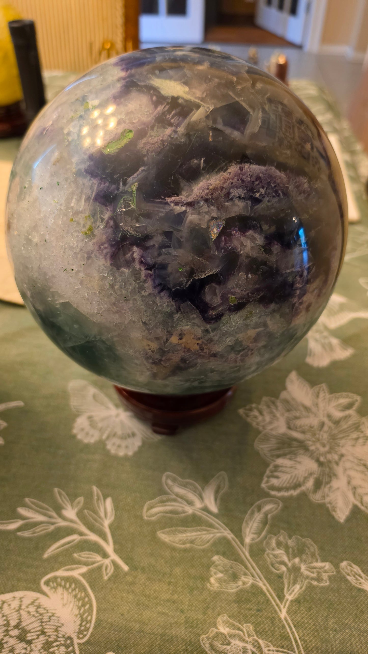 Flourite sphere - green, clear, and purple
