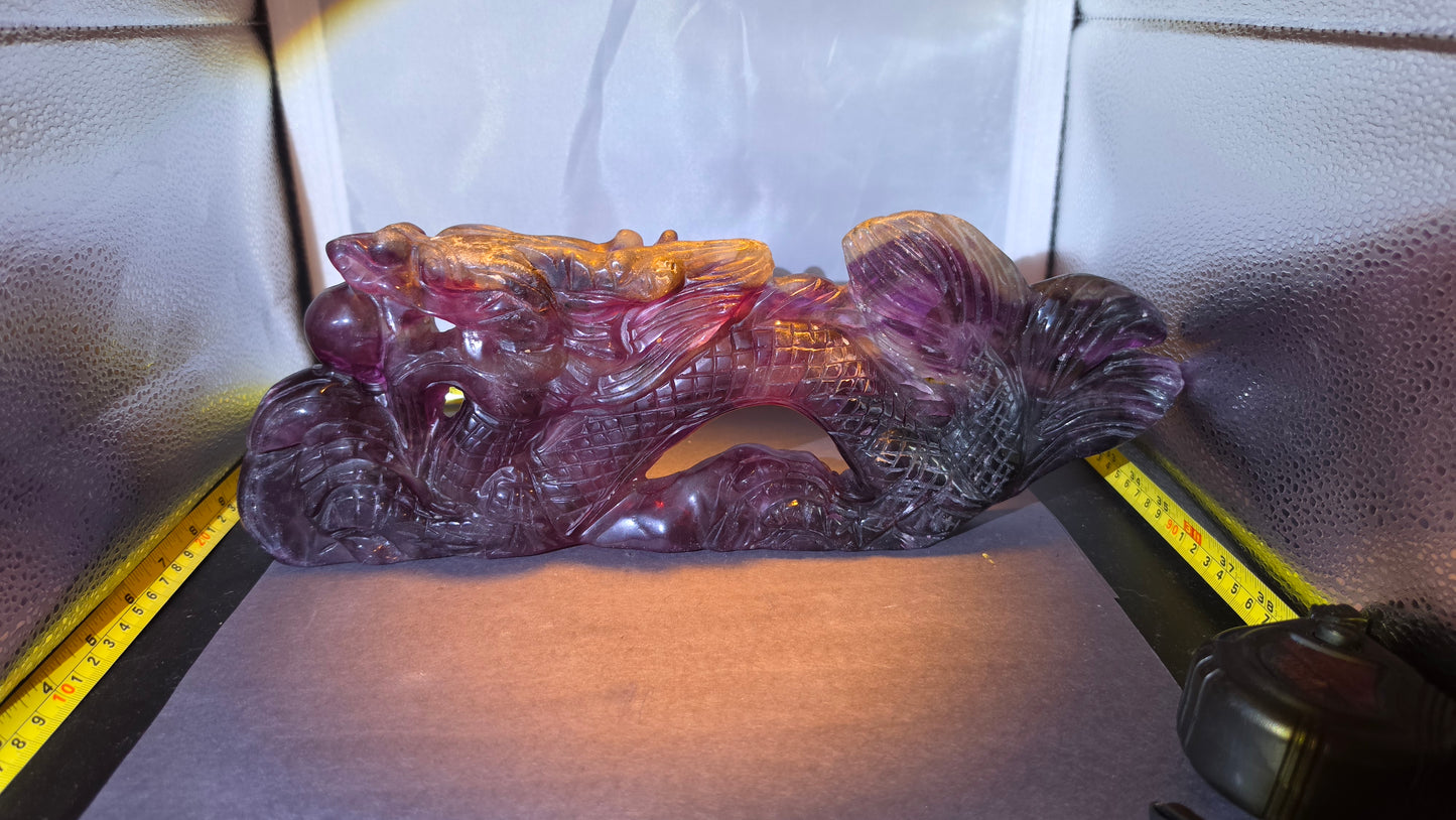 Purple Flourite dragon carving
