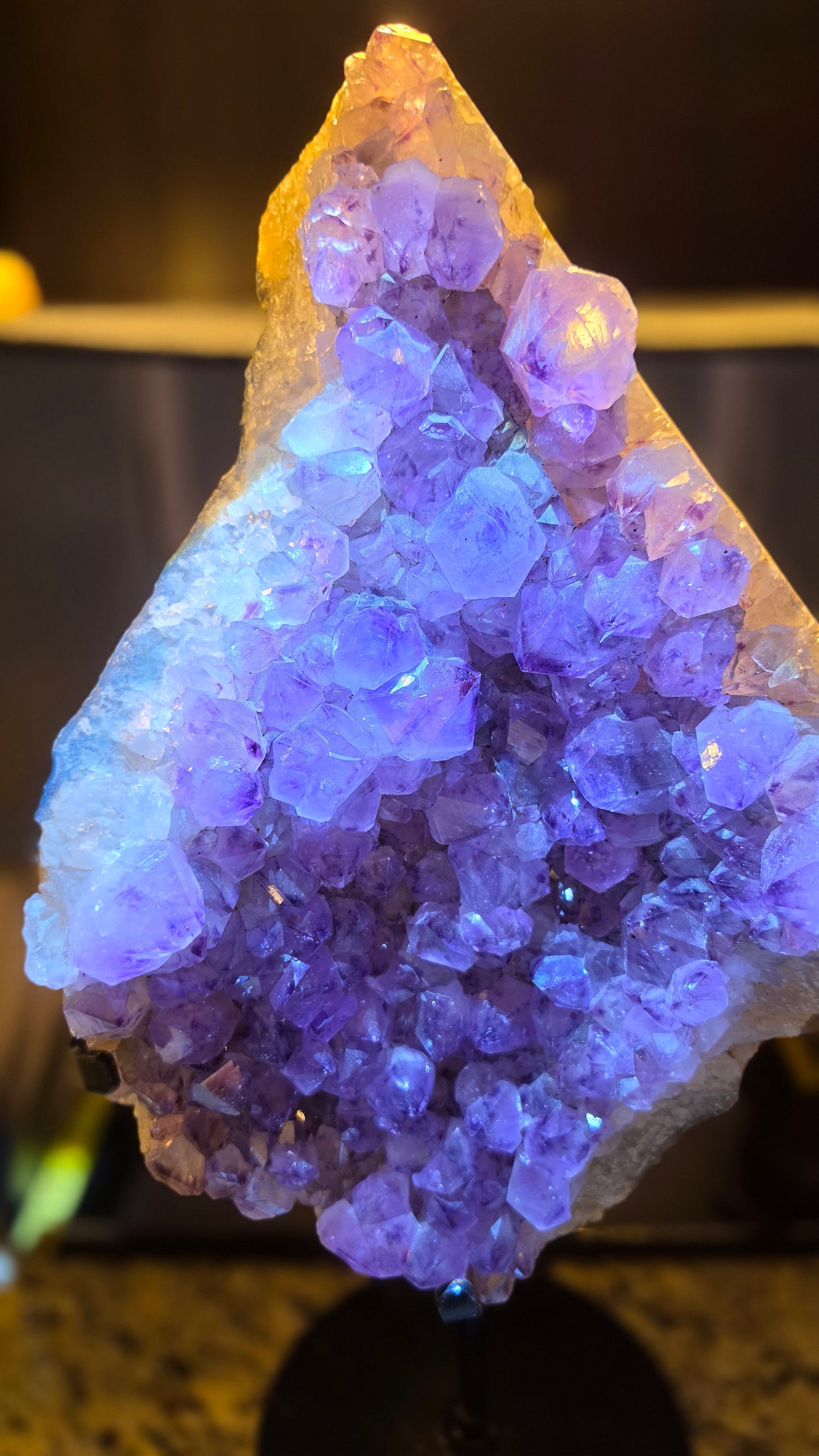 Large Amethyst free form cluster with stand