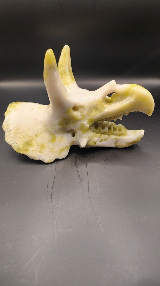 Lemon Jade Triceratops Carving