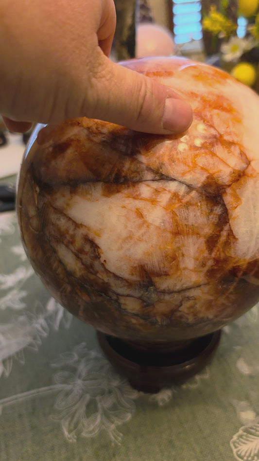 Fire quartz sphere - large