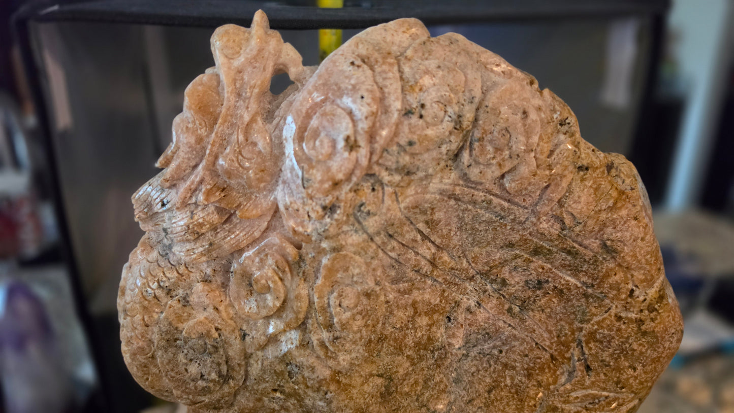 Indiana geode dragon carving