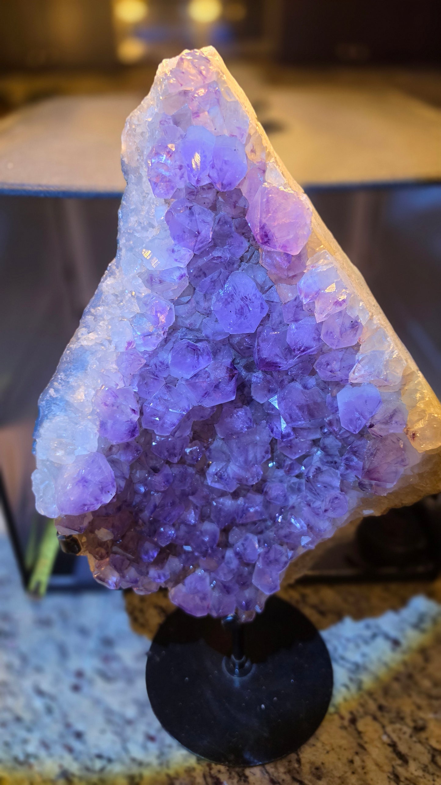 Large Amethyst free form cluster with stand