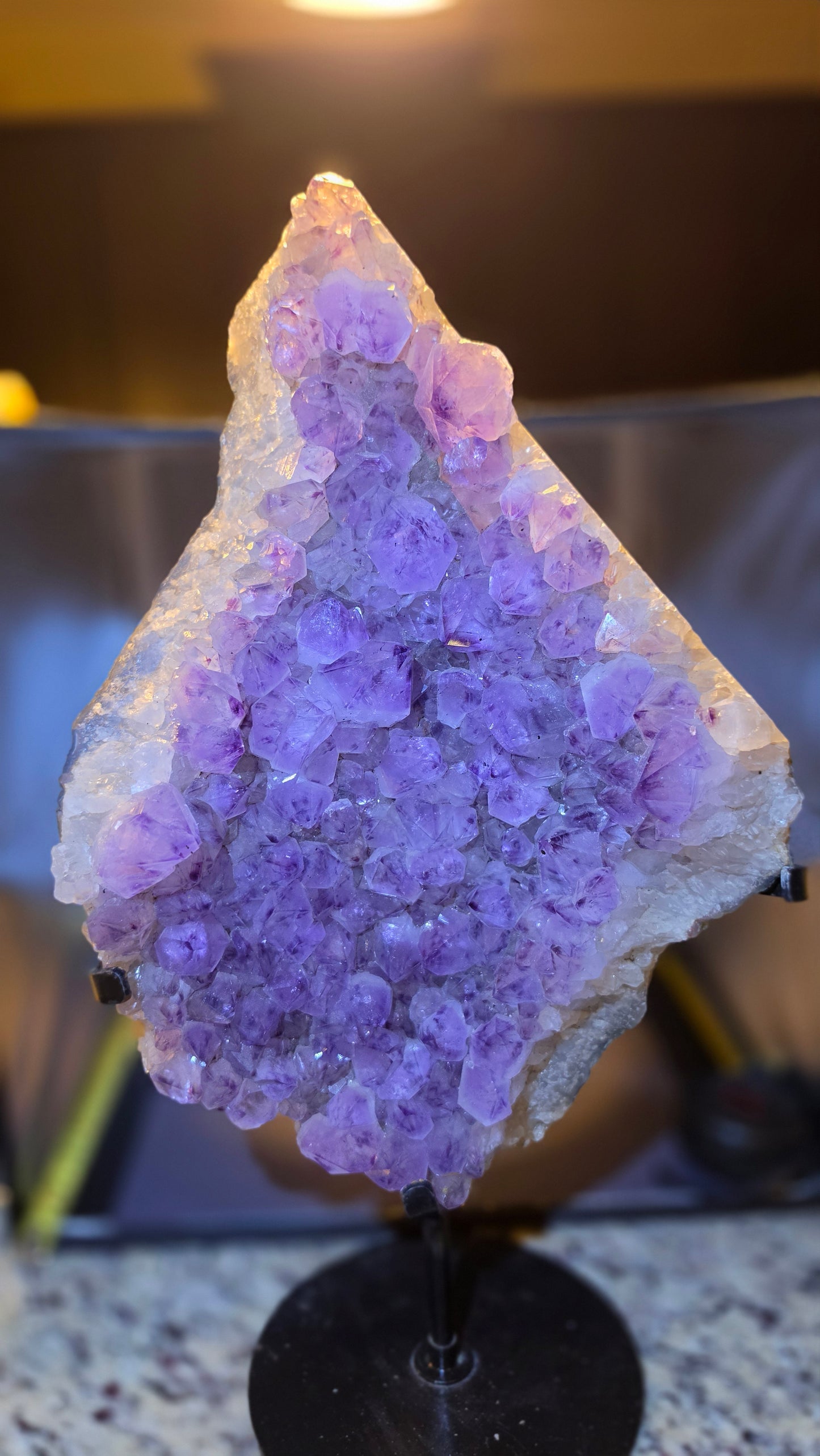 Large Amethyst free form cluster with stand