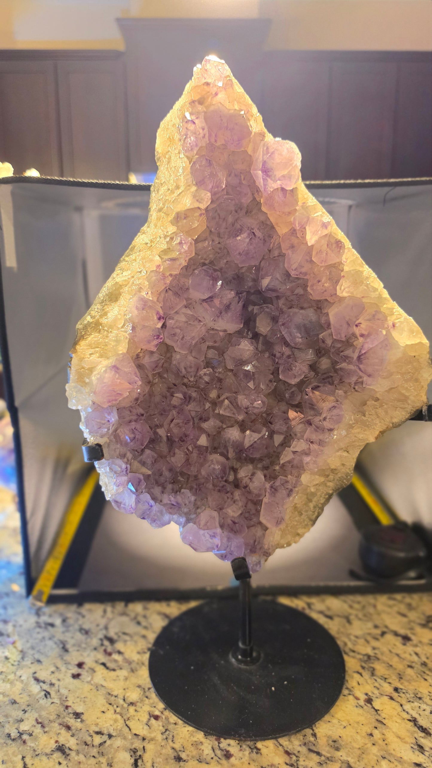 Large Amethyst free form cluster with stand