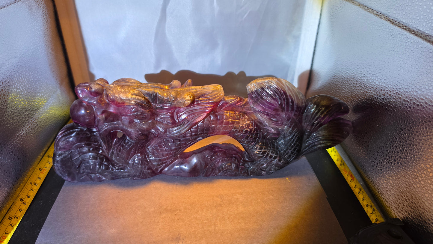 Purple Flourite dragon carving