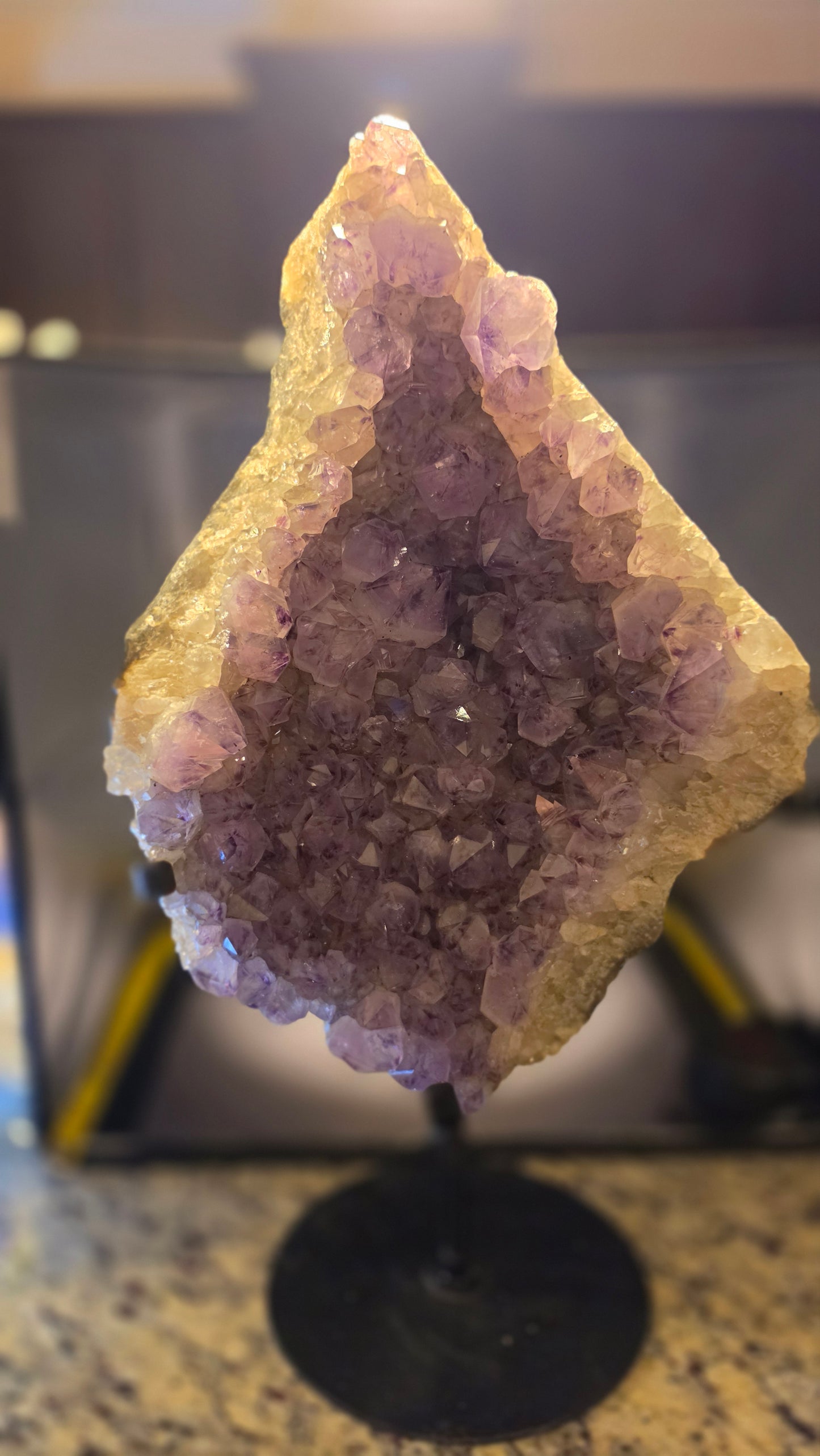 Large Amethyst free form cluster with stand