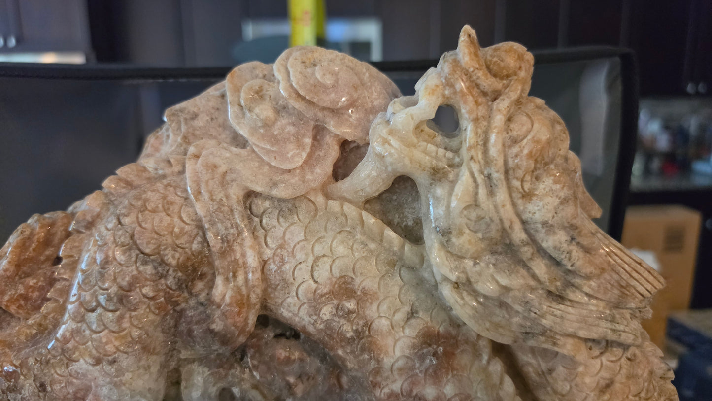 Indiana geode dragon carving